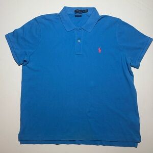 Polo Ralph Lauren Vibrant Blue Polo Shirt Short Sleeve Classic Fit XL Preppy EUC